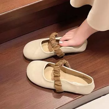 French with skirt small leather shoes women s autumn 2025 new soft-soled non-slip pregnant women s single shoes one pedal Doudou shoes 35