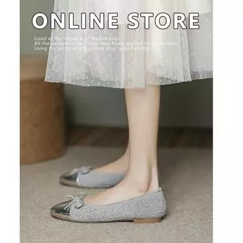 French Xiaoxiangfeng 2025 new coarse flower flat-soled single shoes round head bow flat-soled casual single shoes women s lambskin 34 чёрный