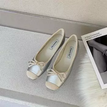 French Xiaoxiangfeng flat-bottomed single shoes, gentle skirt women s shoes in the evening and evening 2025 spring new Doudou shoes 35 чёрный