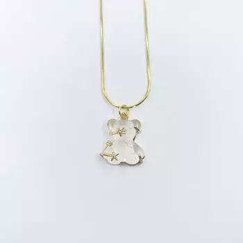 Fresh And Sweet Cute Bear Pendant Necklace Snake Bone Chain Stackable With Light Luxury Jewelry Women белый