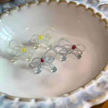 Fresh And Sweet Transparent Bow Stud Earrings Female Cute Exquisite Personality Fashion Commuting Temperament Versatile Earrings Earrings