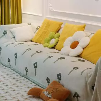 Fresh Cream Style Sofa Cover Cloth Nordic Four Seasons Universal Sofa Cover Cover Towel New Anti-Scratching Cushion 180*130cm