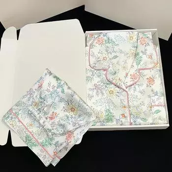 Fresh Flowers Classy Sweet Lady Summer Cool Pajamas Ins Style Simulated Silk Female Housewear Home Clothing M