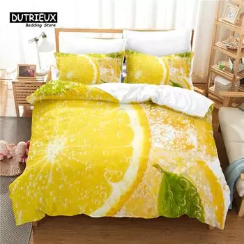 Fresh Fruit Bedding Set, 3Pcs Duvet Cover Set, Soft Comfortable Breathable Duvet Cover, For Bedroom Guest Room Decor EU single(135x200cm)