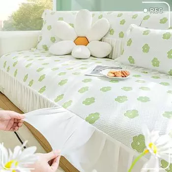 Fresh Ice Silk Sofa Cushion Summer Cool Breathable Non-Slip Sofa Cover Living Room Straight Row Sofa Cover Cloth Summer 70*70cm