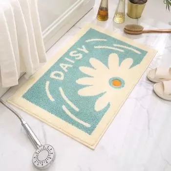 Fresh Ins Wind Small Daisies Tufted Floor Mat Household Bathroom Door Carpet Bathroom Non-slip Mat Absorbent Foot Mat 38x58cm