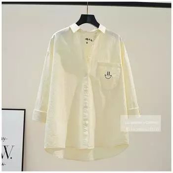 Fresh Light Blue Shirt Women s round Neck Short Sleeve Loose Cotton Shirt 2025 Autumn High-Low Top Tide Jin Yulin 587 Yellow One size