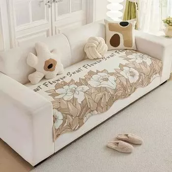 Fresh wind chenille sofa cushion four seasons universal new simple fashion leather non-slip sofa cushion cover 90x90cm