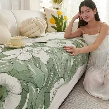 Fresh wind chenille sofa cushion four seasons universal new simple fashion leather non-slip sofa cushion cover 70x70