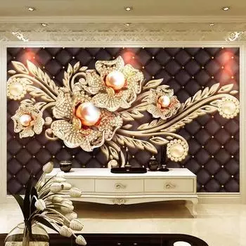 Фреска Обои 3D стерео черный простые ювелирные изделия цветок европейский стиль гостиная телевизор фон обои домашний декор 200 cm(W) x 140 cm(H)