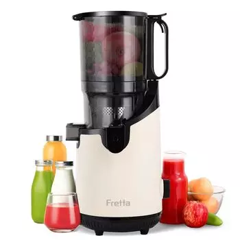 Fretta 13 см в ширину, большая, медленная, не нужно резать, легко отжимать, BPA белая соковыжималка, вход, емкость 1,8 л, соковыжималка, мелко, одноразовая заливка, установка, соковыжималка,