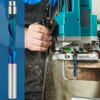 Фреза для деревообработки с хвостовиком 1/4 дюйма, твердосплавная, направляемая подшипником, двухкромочная фреза с покрытием Nano Blue 1PCS