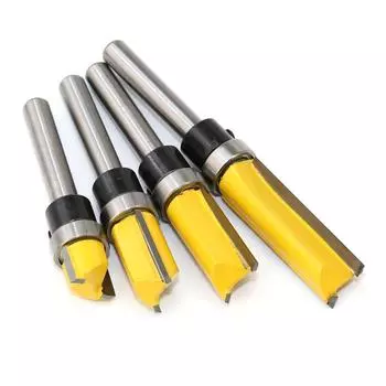 Фреза для фрезерования заподлицо 1/4 дюйма с хвостовиком 1/4 дюйма, верхний и нижний подшипник, деревообрабатывающая фреза