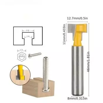 Фреза для отверстий под замок с хвостовиком 8 мм, 3 шт., торцевая фреза для деревообработки, фреза для вешалки деревянной фоторамки, Т-образная фреза для замочной скважины 3PCs 8mm