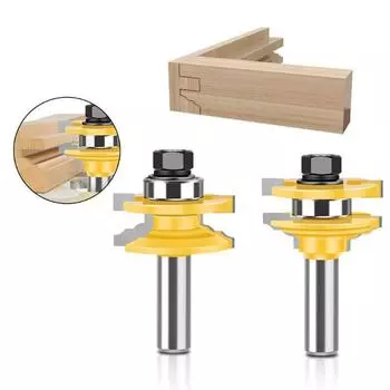 Фреза для рамочного шипа Фреза для деревообработки Фреза для дверных панелей шкафов Фреза для дверных и оконных шипов Фреза 12 мм Хвостовик 1/2 дюйма 12mm shank жёлтый