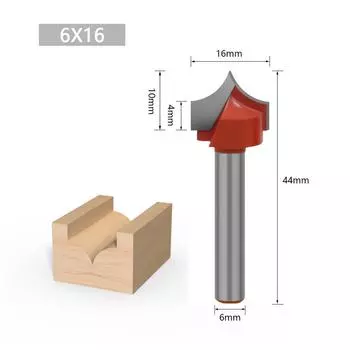 Фрезы с канавкой, режущая круглая кромка, хвостовик 6 мм, диаметр лезвия 16 мм для деревообработки, фрезерования 8mm