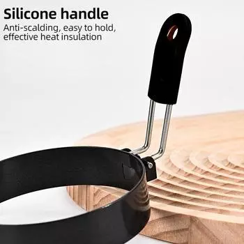 Fried Egg Mold Stainless Steel Egg Frying Ring Silicone Handle Anti scalding Hand Non Stick Fried Egg Mold Kitchen Cooking Tools