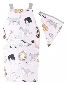Friends Hill Kids Apron M Cat Feeling Pink