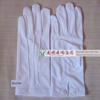 Friendship Double Buckle Classy Etiquette White Gloves Thin Elastic Inspection Duty Driving Concierge Flag Raising Etiquette Gloves Single button Y0002 One size