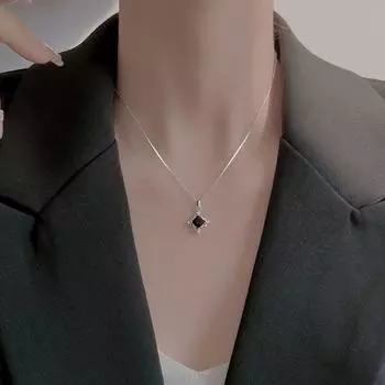 Friendship Gift Luxury Square Women Necklace Cool Choker Clavicle Chain Korean Style Necklace серебряный
