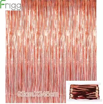 Frigg 92*245 см розовое золото украшение для вечеринки мерцающая фольга бахрома мишура занавеска на дверь свадьба день рождения фото фон принадлежности