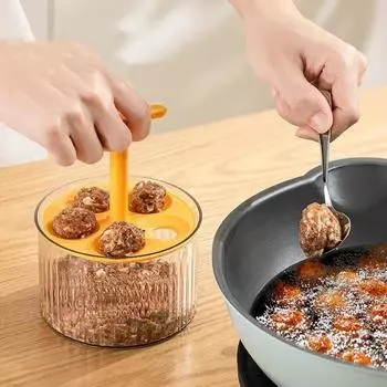 Фрикадельки с контейнером Прозрачный экструдированный инструмент для приготовления фрикаделек Контейнеры для хранения замороженного фарша Кухонные гаджеты белый