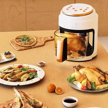 Фритюрница Visual Air Fryer 220 В, емкость 4 л, электрическая фритюрница без масла, автоматическая бытовая фритюрница с поворотом на 360° и сенсорным экраном, без масла EU чёрный