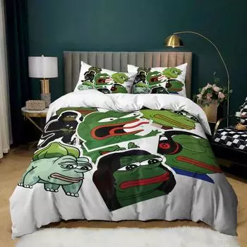 Frog Duvet Cover Funny Frog Tropical Amphibian for Women Kid Teens Tropical Nature Animal Theme Bedroom Decoration Quilt Cover 70x133cm 2pcs