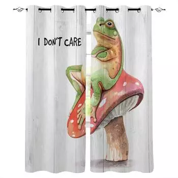 Frog Mushroom Wood Blackout Curtains For Bedroom Blinds Drapes Window Curtains For Living Room High Shading W135 x H60cm