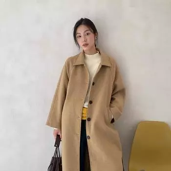 fromanna50 шерсть, осенне-зимнее шерстяное пальто женское утолщенное однобортное шерстяное пальто однотонное average size