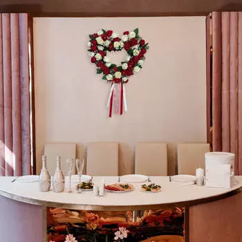 Подвесной венок на входную дверь в форме сердца, 38 см, декор, гирлянда, реквизит для фотосессии, День святого Валентина красный