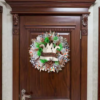 Front Door Wall Wreath Easter Bunny Sign Party Hanging for Farmhouse Outside