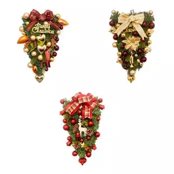 Front Door Wreath Decor Christmas Teardrop Swag for Garden Holiday Outside