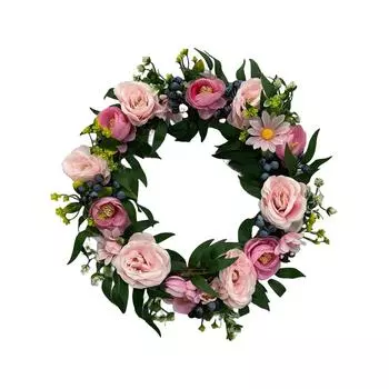 Front Door Wreath Rose Artificial Flowers Garland Outside Home