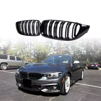 Передняя решетка решетки радиатора Замена решетки радиатора для BMW 4 серии F32 F33 F36 F80 F82 Двойная планка M4 Sport Style Яркий черный