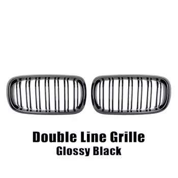 Front Hood Kidney Grille Bumper Black Dual Grill Replacement Part Car Accessories Fit For BMW F15 X5 F16 X6 2014-2017 A-Glossy Black