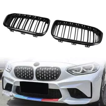 Front Kidney Grill Grille Fit BMW 1 Series F20 F21 2015-2017 Gloss Black Double