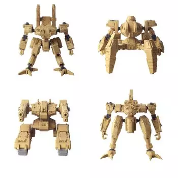 Front Mission Structure Arts Scale Plastic Model Kit Series BOX Product 1BOX 4 детали Всего 4 типа бонус за производство 1/72 Vol.6 = [Первый включен] коричневый