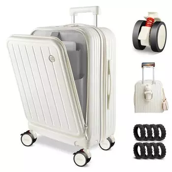 Фронтальный стопор Carry S Carry Cup Holder Ultra 360 Degree TSA Overseas Domestic Business Trip Размер M [более] Чемодан, ручная кладь, открытый, в комплекте, чехол, белый