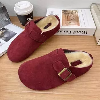 Frosted bag head half slippers women s 2025 autumn new wear lazy fluffy slippers 35 светло-коричневого