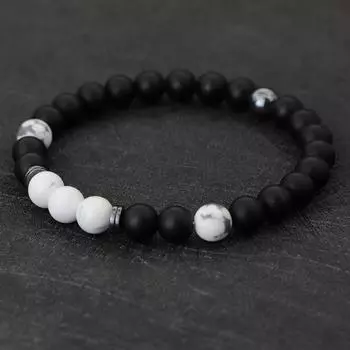 Матовый черный оникс 8 мм тигровый глаз камень бисерный браслет мужской пара натуральные нити повседневные аксессуары праздничные подарки белый