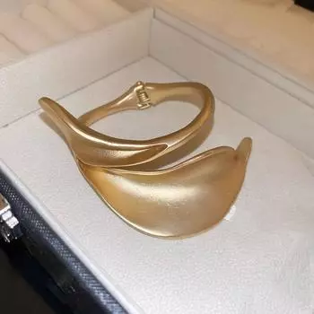 Frosted Leaf Opening Bangles Metal Irregular Bangles Luxury Double Layer Open Bracelets Lady