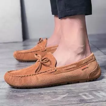 Frosted leather beanie shoes men s 2025 autumn new casual trend shoes British trendy shoes driving shoes 567 men s shoes 38 чёрный