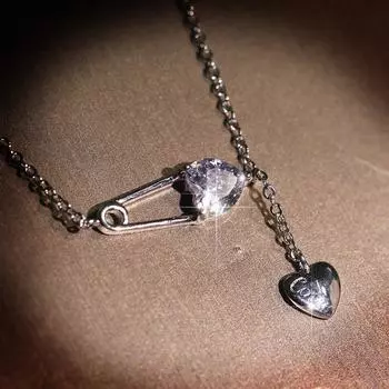 Frosty Style Zircon Small Pin Simple and Fashionable Designer Style Temperament Necklace for Women Clavicle Chain
