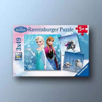 Frozen 1 Winter Adventure 3X49 Piece Ravensburger V Puzzle, популярная корейская настольная игра