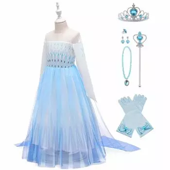 Frozen 2 Принцесса Эльза Платье Костюм Анна Косплей Костюм Платье Роскошный Комплект из 8 предметов Хэллоуин Рождественская вечеринка Костюм Выступление Детская Маскировка