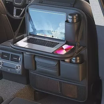 FRSTONE Карман на спинку сиденья Складной столик на заднее сиденье Большая вместимость Защита от ударов Хранение на спинке сиденья автомобиля Многофункциональный водонепроницаемый и устойчивый к пятнам чёрный