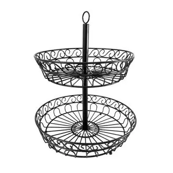 Fruit Basket For Kitchen Counter 2 Tier Large Detachable Fruit Basket Bowl With Top Handle Fruit Basket Vegetables Countertop чёрный