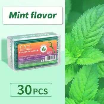 Fruit-flavoured Individually Packaged 30 Ultra-fine Disposable Dental Floss Sticks mint flavour