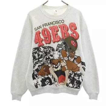 FRUIT OF THE LOOM 90s Old USA made 49ERS NFL Looney Tunes Tasmanian Devil Long sleeve sweat Men s Used